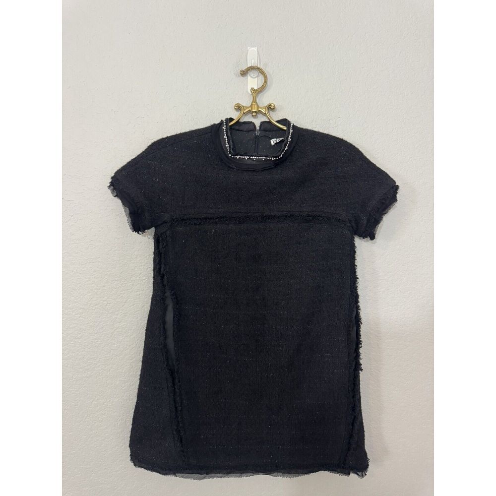 Zara Kids Blac Tweed Dress‎ Metallic Short Sleeve Party  Girls Size 10